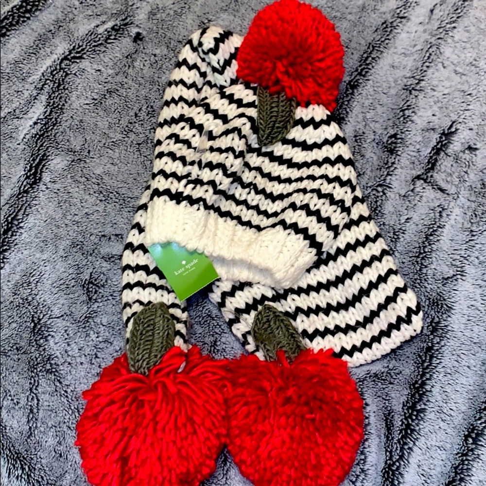 Kate Spade - Handknit Cherry Beret AND Scarf